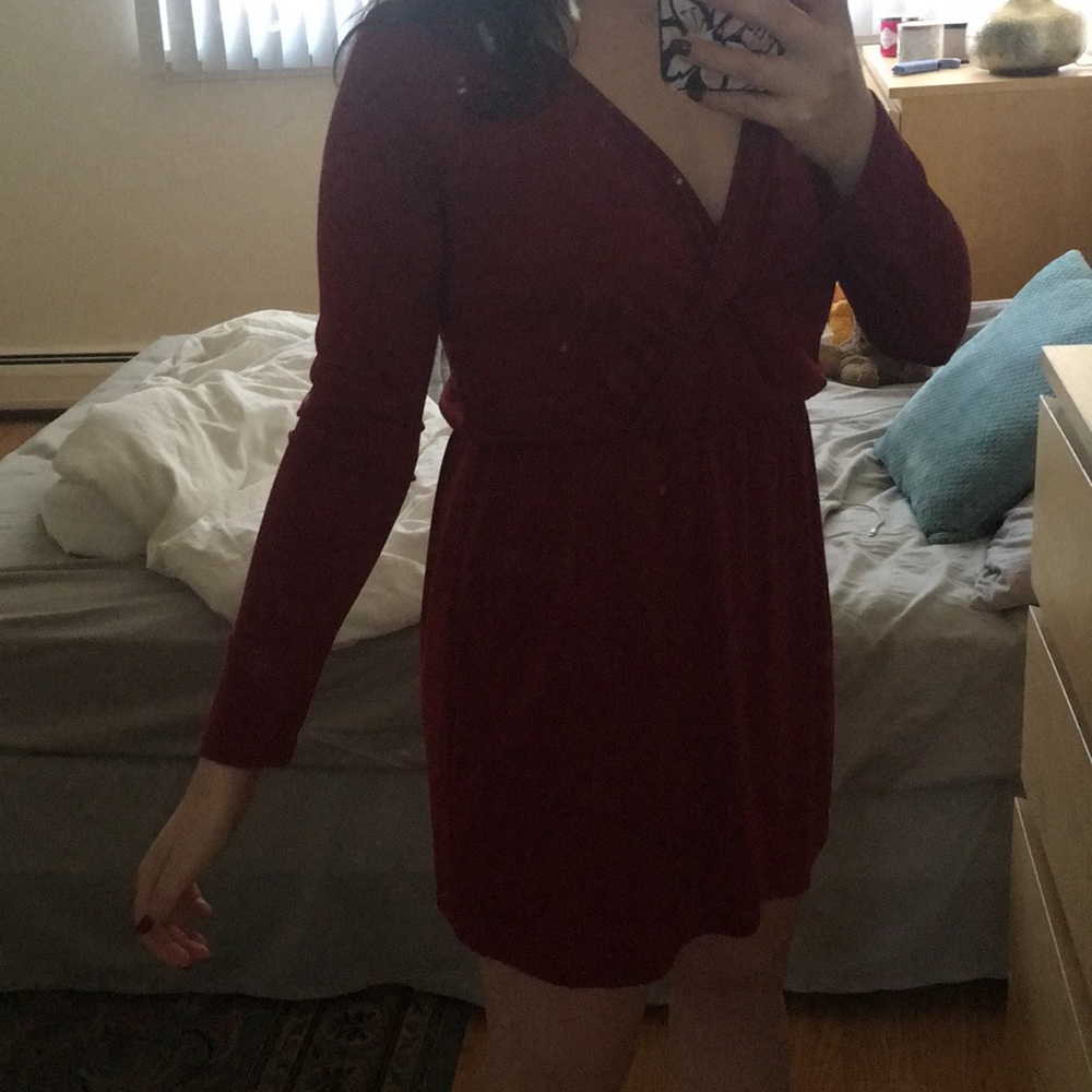 Akira red long sleeve mini dress